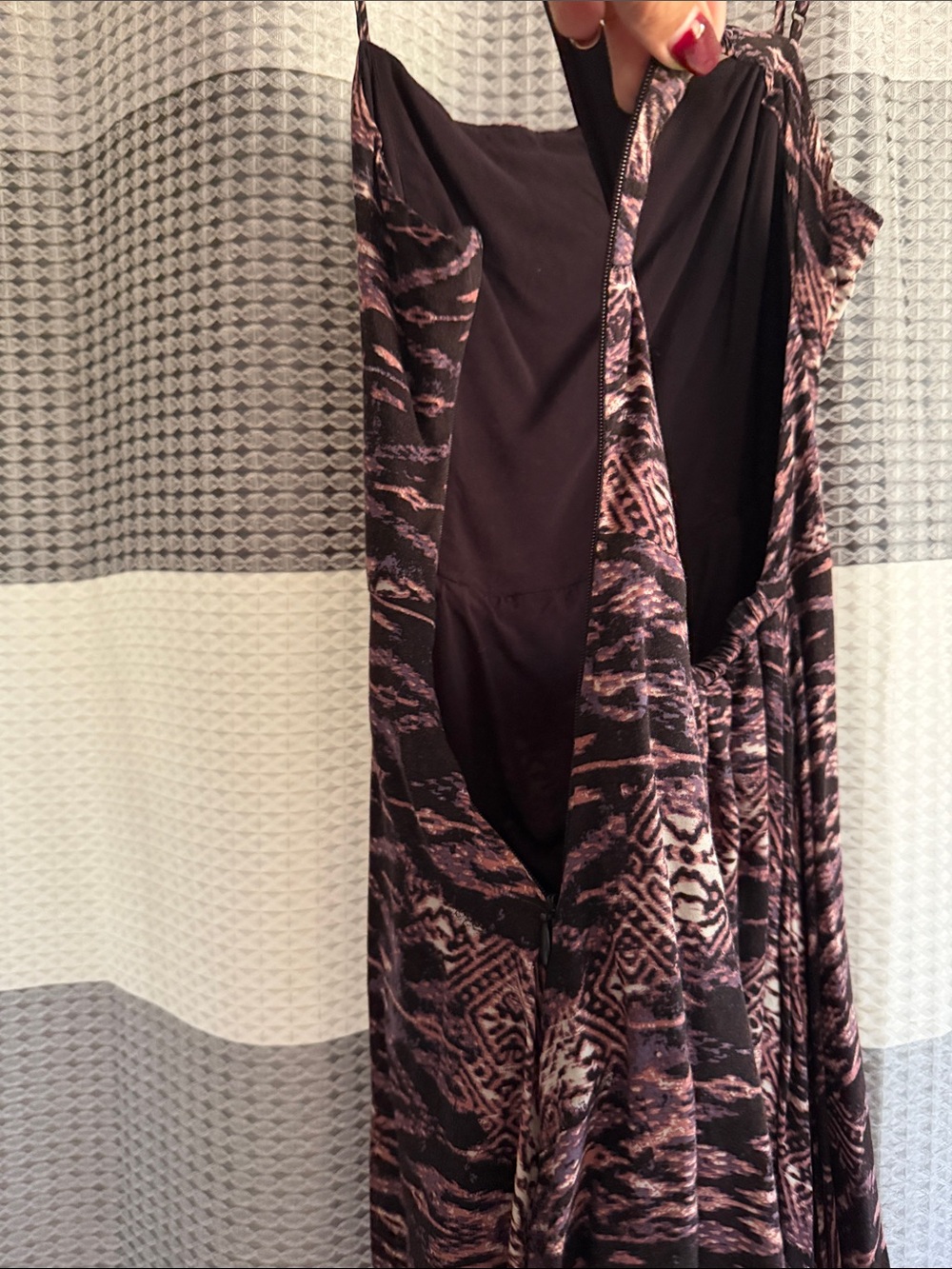 silence + noise Black and Pink Patterned Mini Slip Dress - Picture 3 of 4